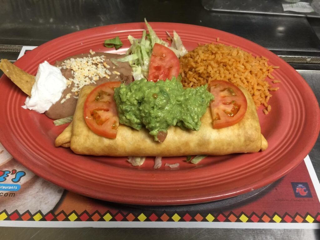 Authentic Mexican dish with rice, beans, and fresh ingredients served at Pepe’s Mexican Restaurant in Chicago.