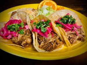 Authentic Mexican dish with rice, beans, and fresh ingredients served at Pepe’s Mexican Restaurant in Chicago.