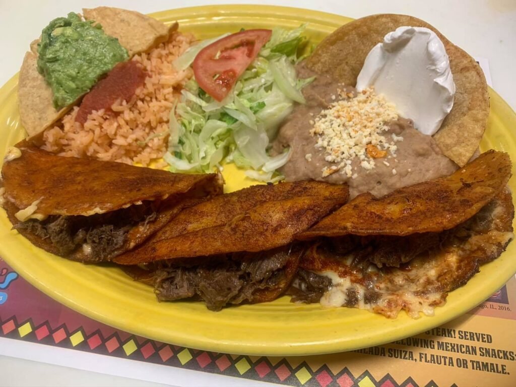 Authentic Mexican dish with rice, beans, and fresh ingredients served at Pepe’s Mexican Restaurant in Chicago.